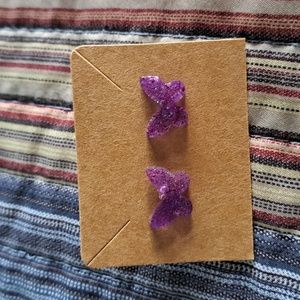 💜Purple butterfly earrings